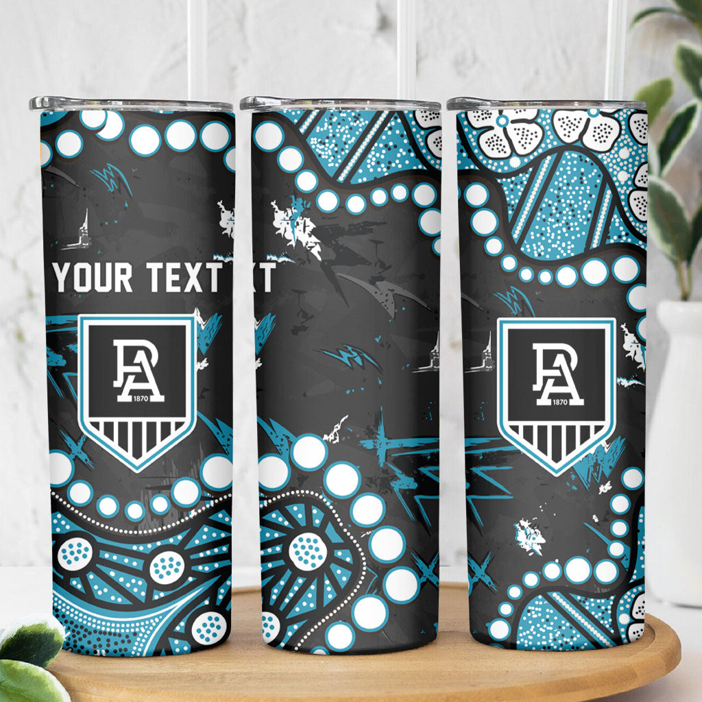 Personalized Port Adelaide Power Skinny Tumbler Aboriginal Pattern with Graffiti Style