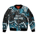 Personalized Port Adelaide Power Sleeve Zip Bomber Jacket Aboriginal Pattern with Graffiti Style