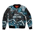 Personalized Port Adelaide Power Sleeve Zip Bomber Jacket Aboriginal Pattern with Graffiti Style