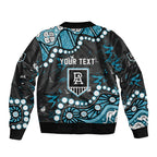 Personalized Port Adelaide Power Sleeve Zip Bomber Jacket Aboriginal Pattern with Graffiti Style