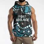 Personalized Port Adelaide Power Sleeveless Hoodie Aboriginal Pattern with Graffiti Style
