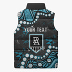 Personalized Port Adelaide Power Sleeveless Puffer Jacket Aboriginal Pattern with Graffiti Style