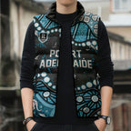 Personalized Port Adelaide Power Sleeveless Puffer Jacket Aboriginal Pattern with Graffiti Style