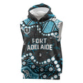 Personalized Port Adelaide Power Sleeveless Zip Hoodie Aboriginal Pattern with Graffiti Style