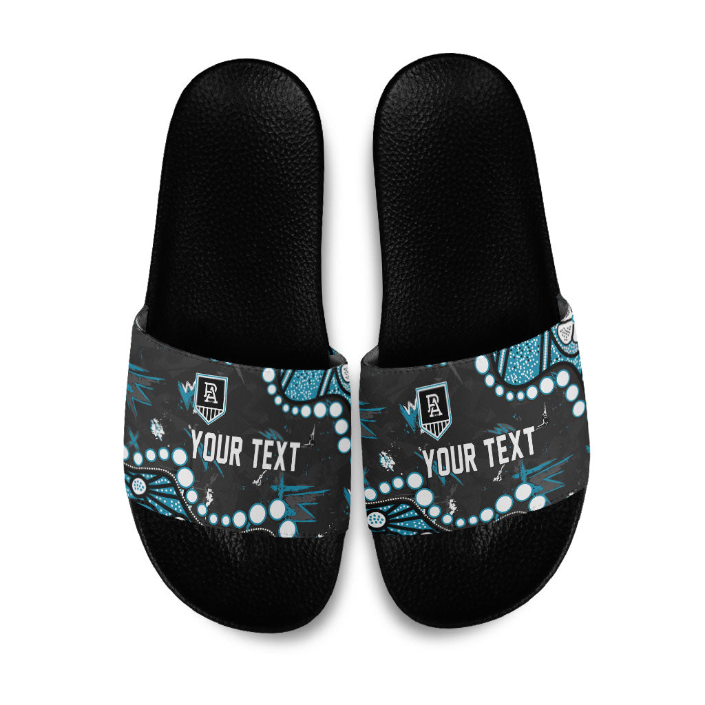 Personalized Port Adelaide Power Slide Sandals Aboriginal Pattern with Graffiti Style