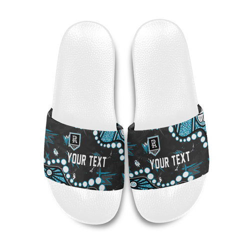 Personalized Port Adelaide Power Slide Sandals Aboriginal Pattern with Graffiti Style