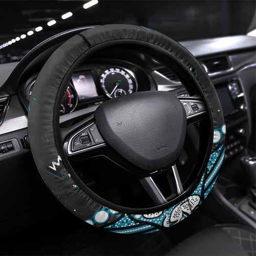 Port Adelaide Power Steering Wheel Cover Aboriginal Pattern with Graffiti Style