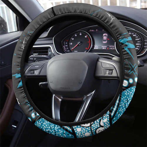 Port Adelaide Power Steering Wheel Cover Aboriginal Pattern with Graffiti Style