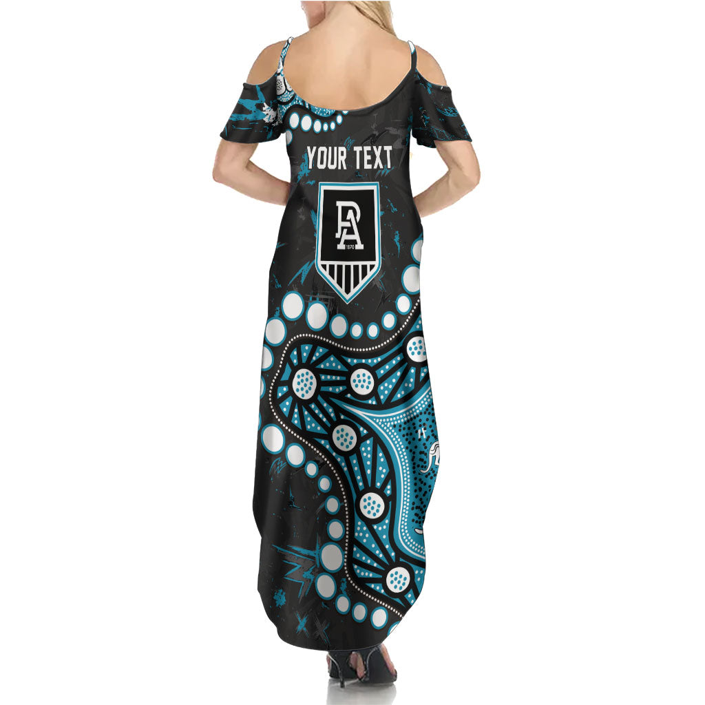 Personalized Port Adelaide Power Summer Maxi Dress Aboriginal Pattern with Graffiti Style