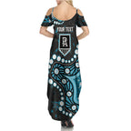 Personalized Port Adelaide Power Summer Maxi Dress Aboriginal Pattern with Graffiti Style
