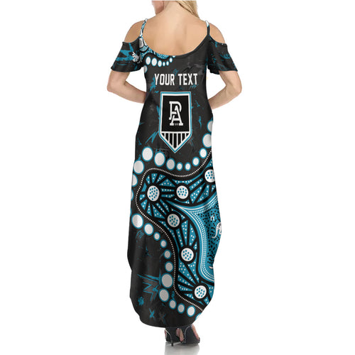 Personalized Port Adelaide Power Summer Maxi Dress Aboriginal Pattern with Graffiti Style