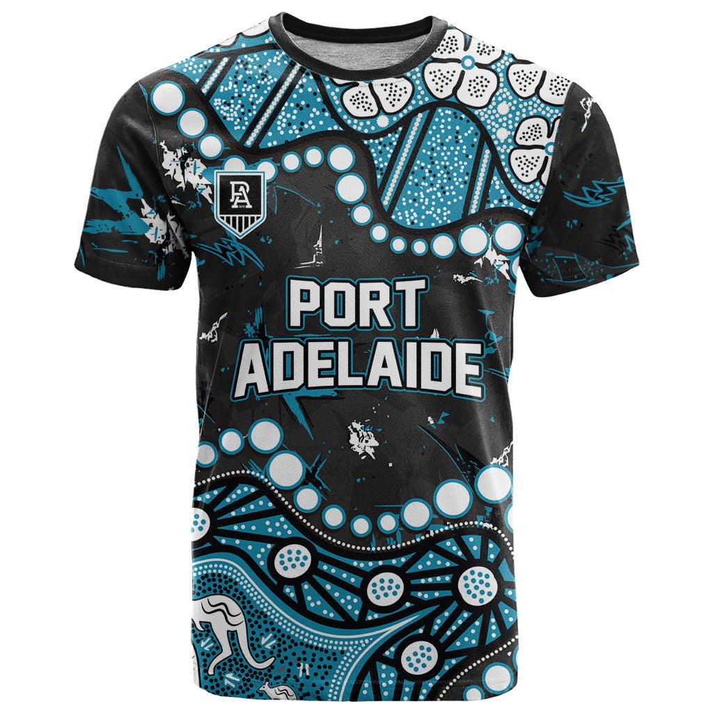 Personalized Port Adelaide Power T Shirt Aboriginal Pattern with Graffiti Style