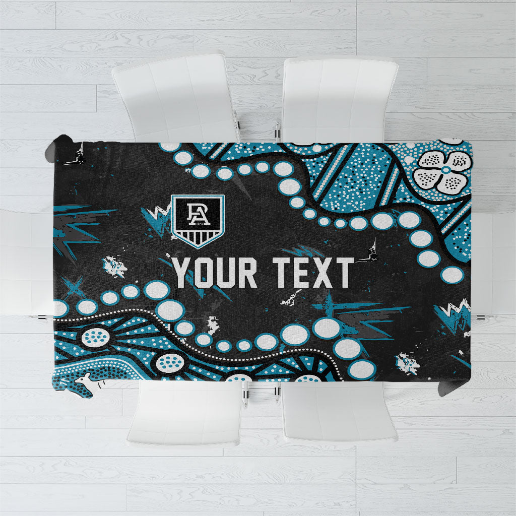 Personalized Port Adelaide Power Tablecloth Aboriginal Pattern with Graffiti Style