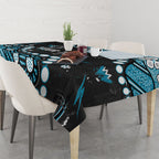 Personalized Port Adelaide Power Tablecloth Aboriginal Pattern with Graffiti Style