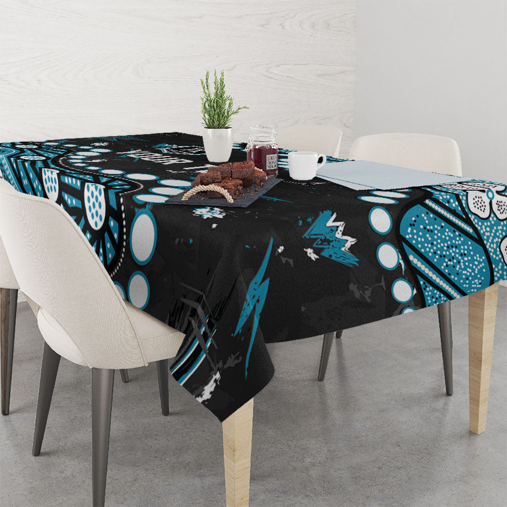 Personalized Port Adelaide Power Tablecloth Aboriginal Pattern with Graffiti Style
