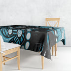 Personalized Port Adelaide Power Tablecloth Aboriginal Pattern with Graffiti Style