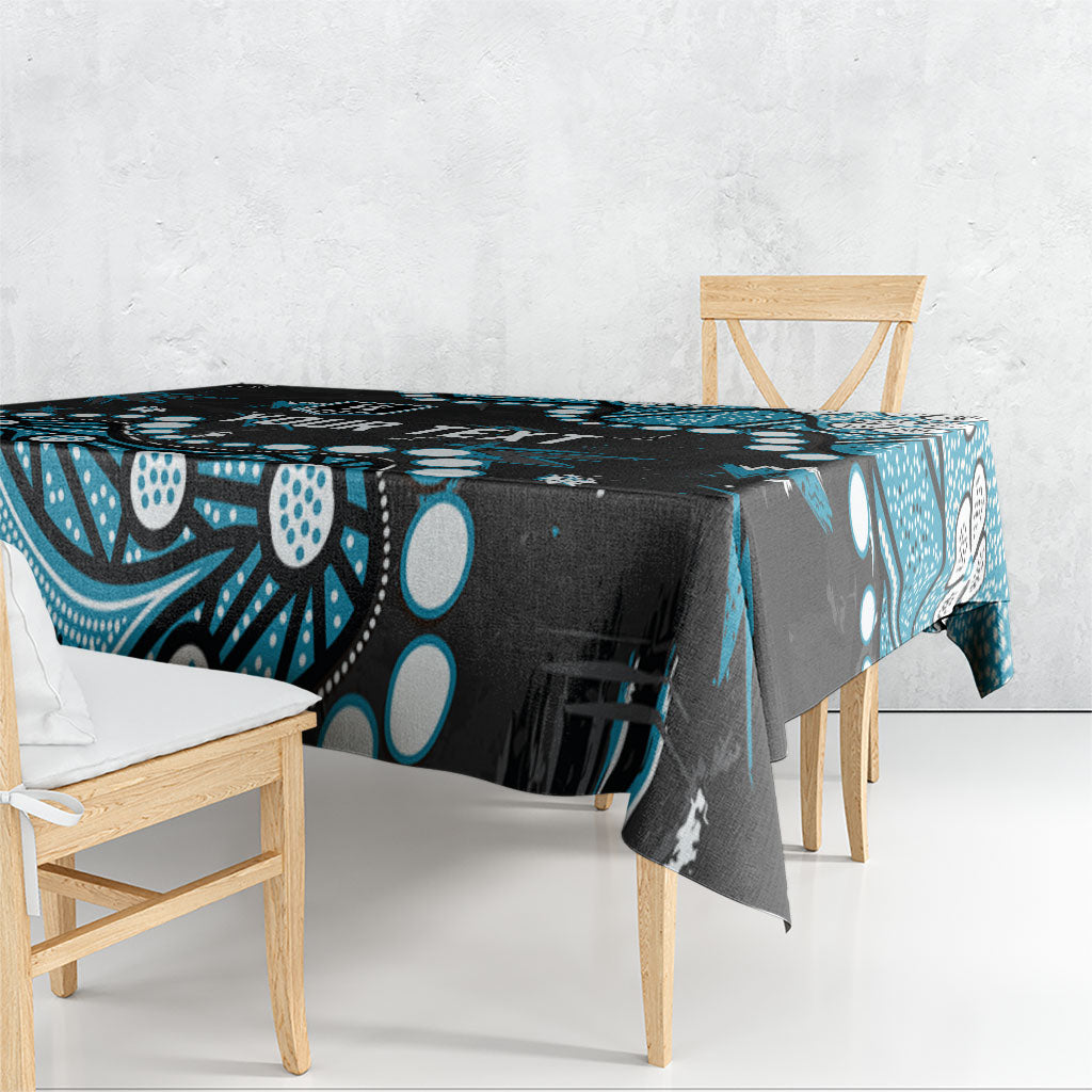 Personalized Port Adelaide Power Tablecloth Aboriginal Pattern with Graffiti Style