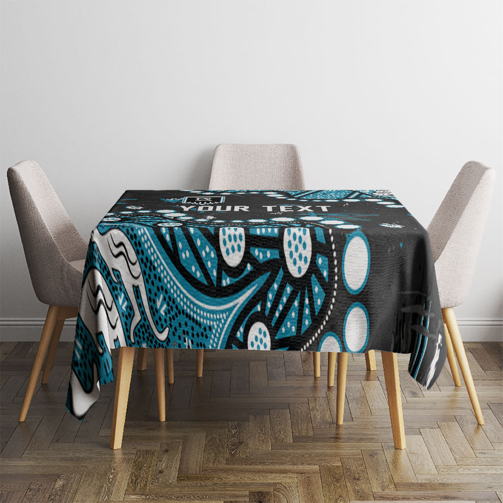 Personalized Port Adelaide Power Tablecloth Aboriginal Pattern with Graffiti Style