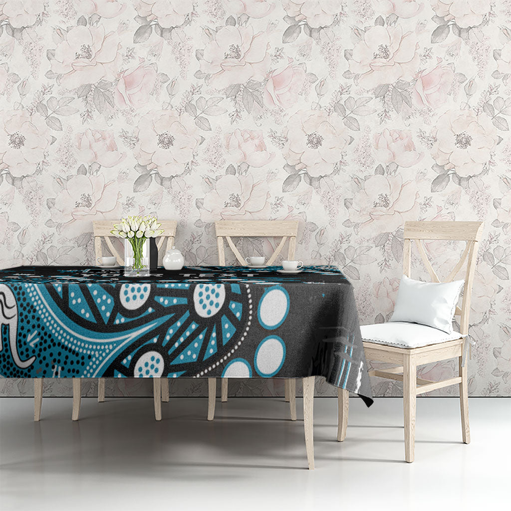 Personalized Port Adelaide Power Tablecloth Aboriginal Pattern with Graffiti Style