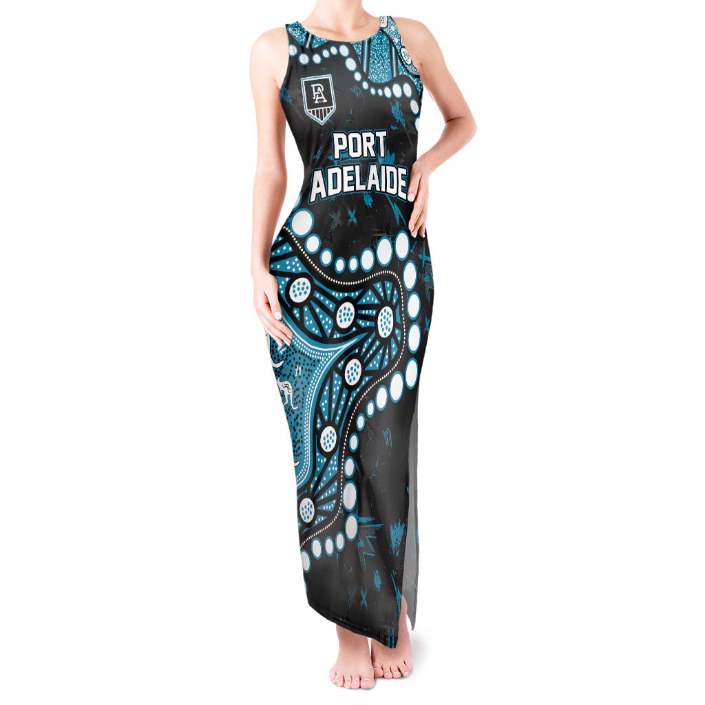 Personalized Port Adelaide Power Tank Maxi Dress Aboriginal Pattern with Graffiti Style