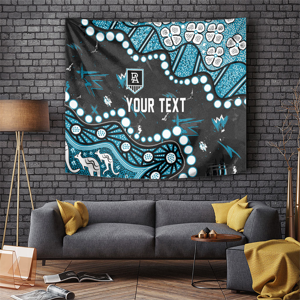 Personalized Port Adelaide Power Tapestry Aboriginal Pattern with Graffiti Style