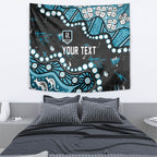 Personalized Port Adelaide Power Tapestry Aboriginal Pattern with Graffiti Style