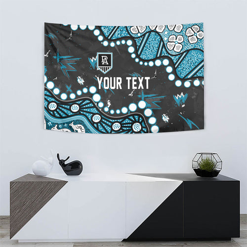 Personalized Port Adelaide Power Tapestry Aboriginal Pattern with Graffiti Style