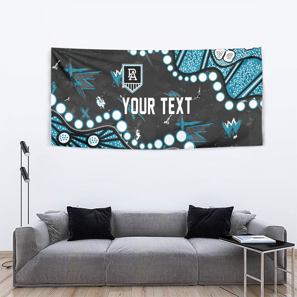 Personalized Port Adelaide Power Tapestry Aboriginal Pattern with Graffiti Style