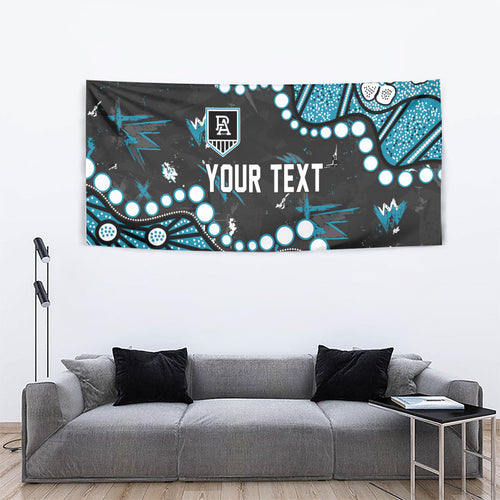 Personalized Port Adelaide Power Tapestry Aboriginal Pattern with Graffiti Style