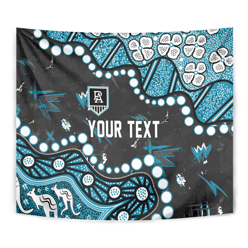 Personalized Port Adelaide Power Tapestry Aboriginal Pattern with Graffiti Style