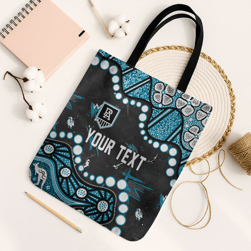 Personalized Port Adelaide Power Tote Bag Aboriginal Pattern with Graffiti Style