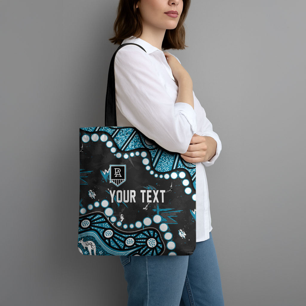 Personalized Port Adelaide Power Tote Bag Aboriginal Pattern with Graffiti Style