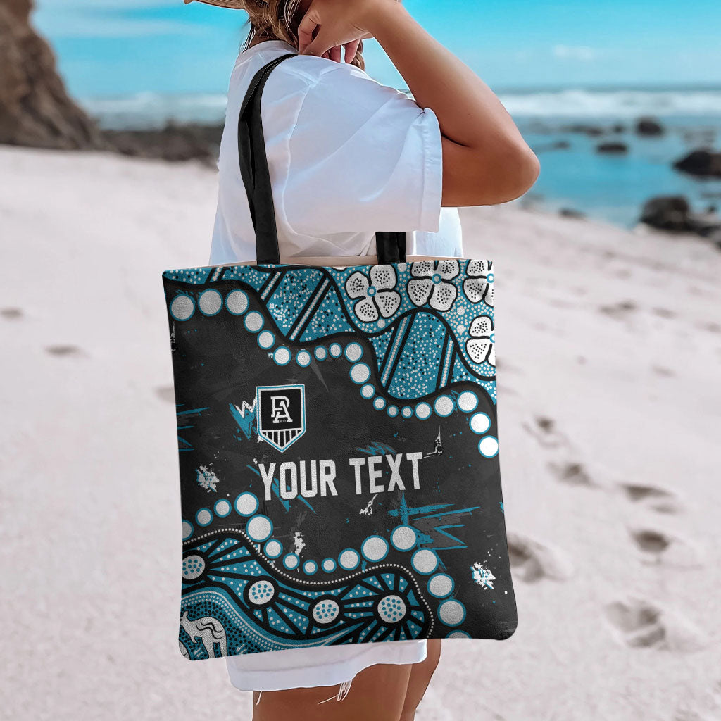 Personalized Port Adelaide Power Tote Bag Aboriginal Pattern with Graffiti Style