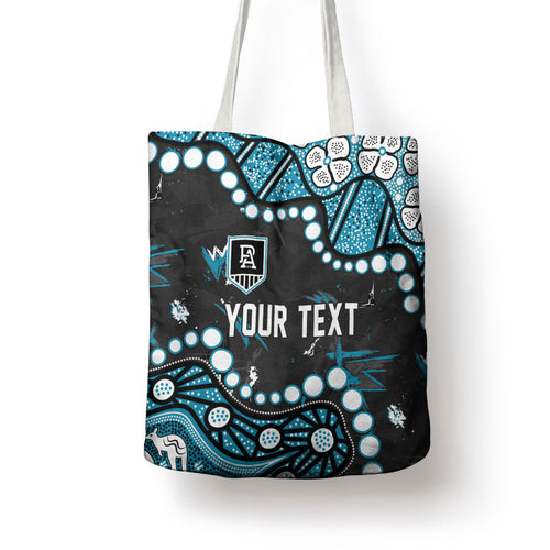 Personalized Port Adelaide Power Tote Bag Aboriginal Pattern with Graffiti Style