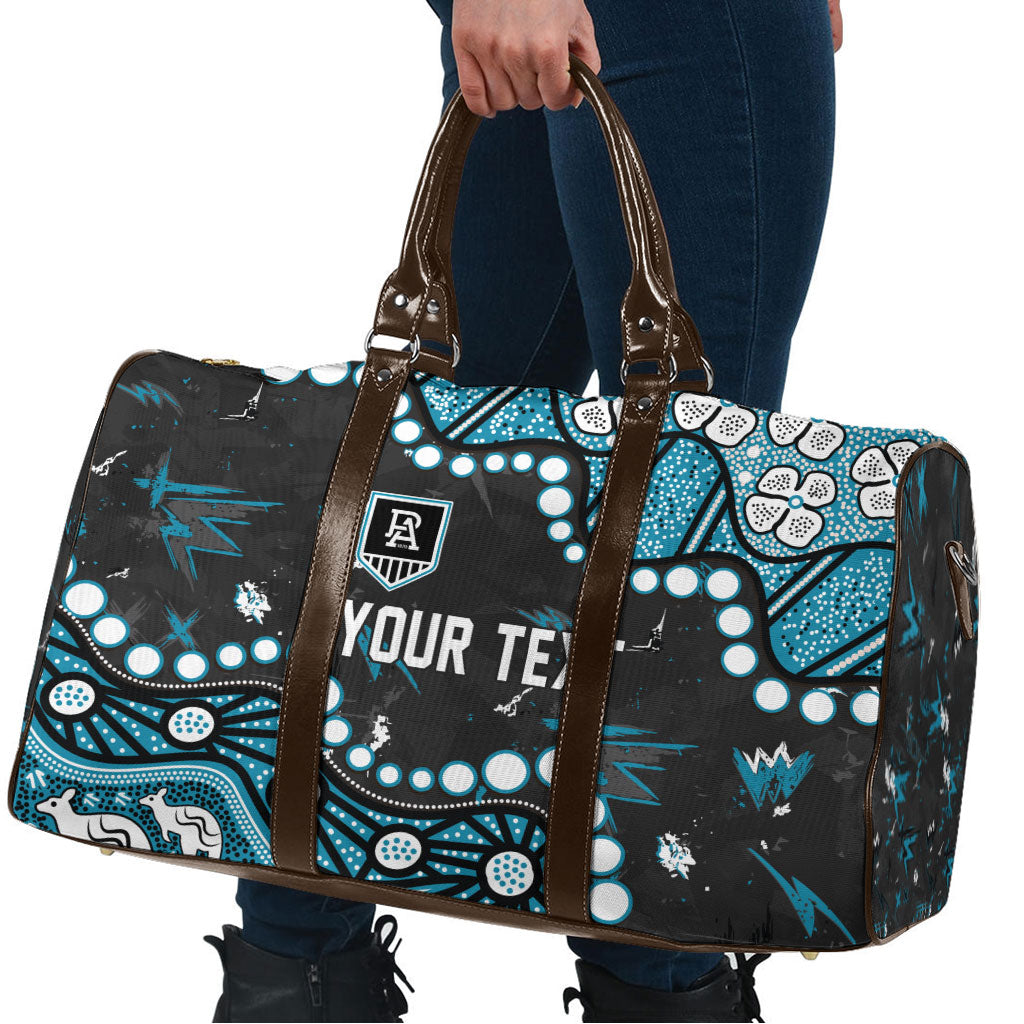 Personalized Port Adelaide Power Travel Bag Aboriginal Pattern with Graffiti Style