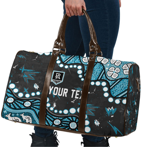Personalized Port Adelaide Power Travel Bag Aboriginal Pattern with Graffiti Style