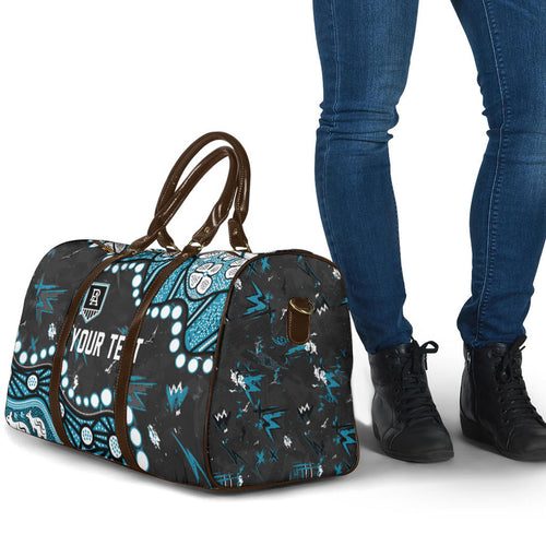 Personalized Port Adelaide Power Travel Bag Aboriginal Pattern with Graffiti Style