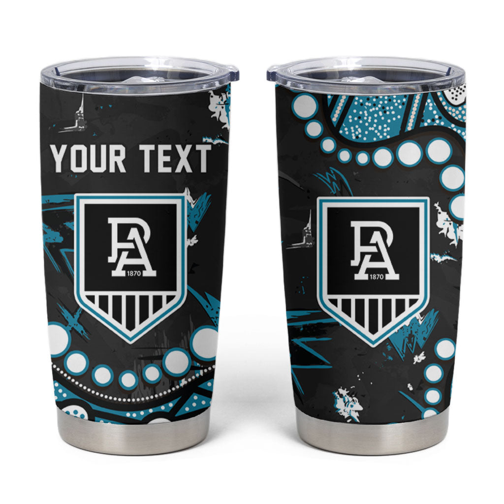 Personalized Port Adelaide Power Tumbler Cup Aboriginal Pattern with Graffiti Style