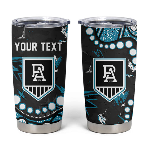 Personalized Port Adelaide Power Tumbler Cup Aboriginal Pattern with Graffiti Style