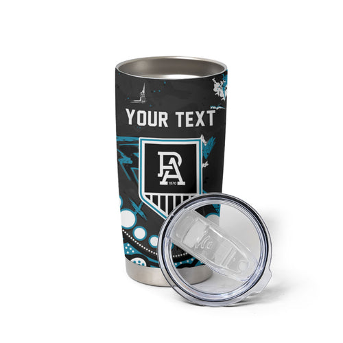 Personalized Port Adelaide Power Tumbler Cup Aboriginal Pattern with Graffiti Style