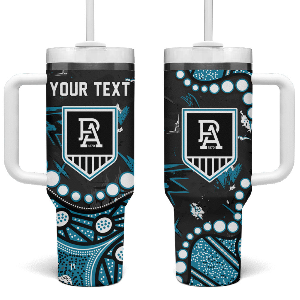 Personalized Port Adelaide Power Tumbler With Handle Aboriginal Pattern with Graffiti Style