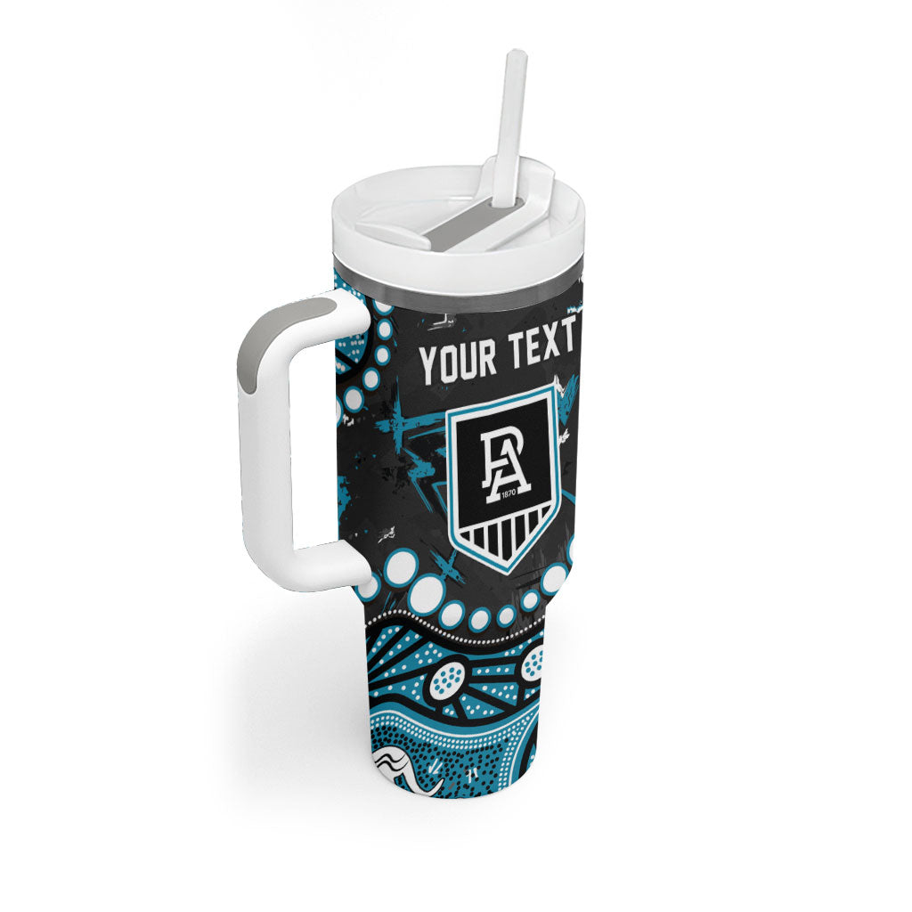 Personalized Port Adelaide Power Tumbler With Handle Aboriginal Pattern with Graffiti Style