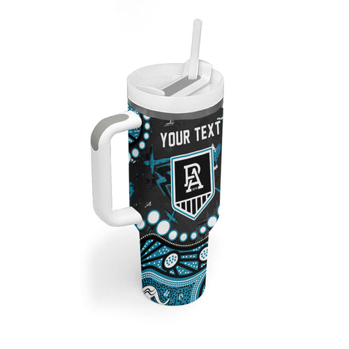 Personalized Port Adelaide Power Tumbler With Handle Aboriginal Pattern with Graffiti Style