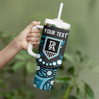 Personalized Port Adelaide Power Tumbler With Handle Aboriginal Pattern with Graffiti Style