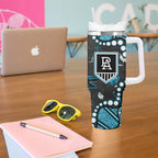Personalized Port Adelaide Power Tumbler With Handle Aboriginal Pattern with Graffiti Style