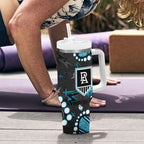 Personalized Port Adelaide Power Tumbler With Handle Aboriginal Pattern with Graffiti Style