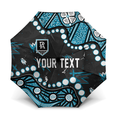 Personalized Port Adelaide Power Umbrella Aboriginal Pattern with Graffiti Style