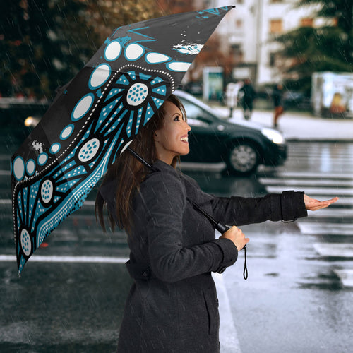 Personalized Port Adelaide Power Umbrella Aboriginal Pattern with Graffiti Style