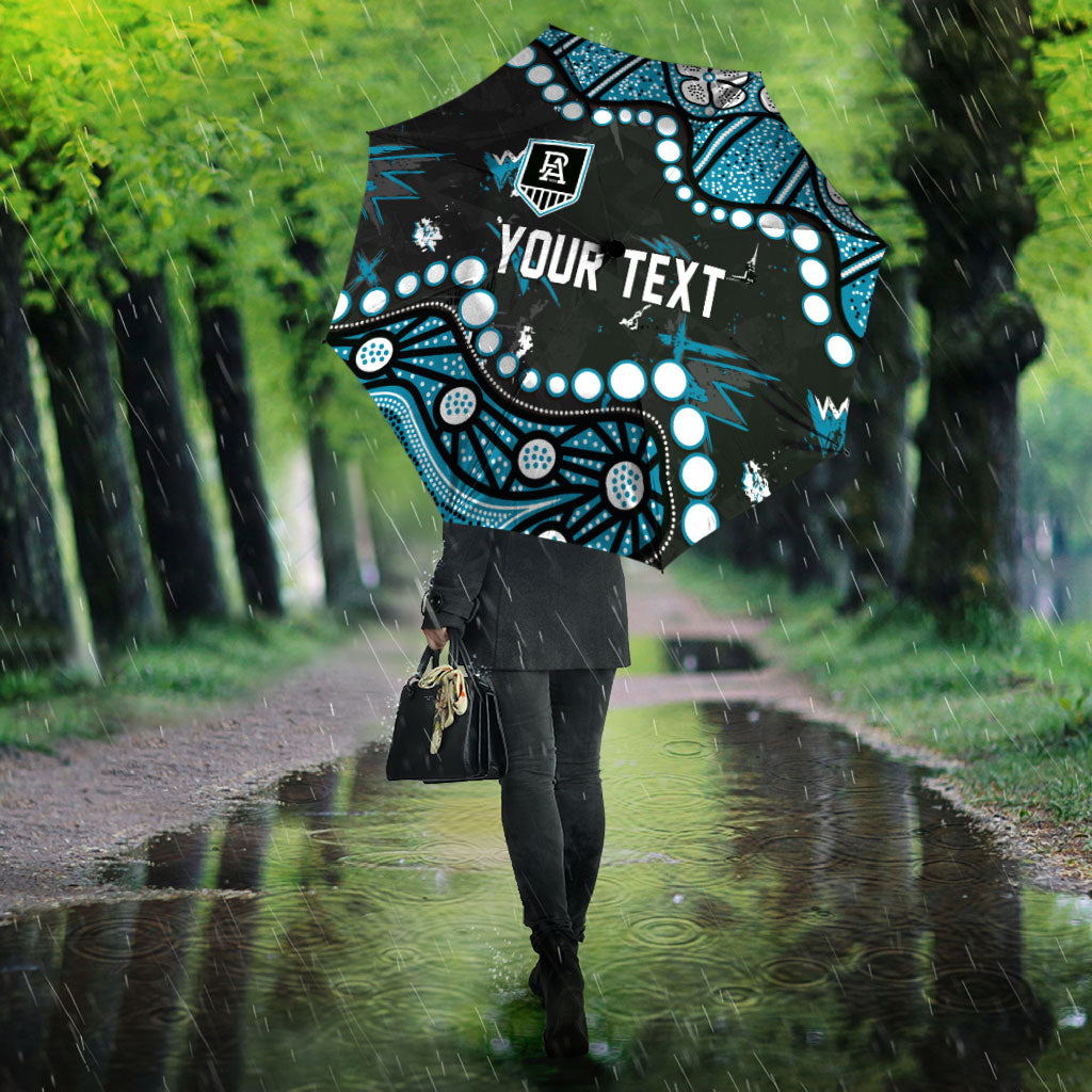 Personalized Port Adelaide Power Umbrella Aboriginal Pattern with Graffiti Style