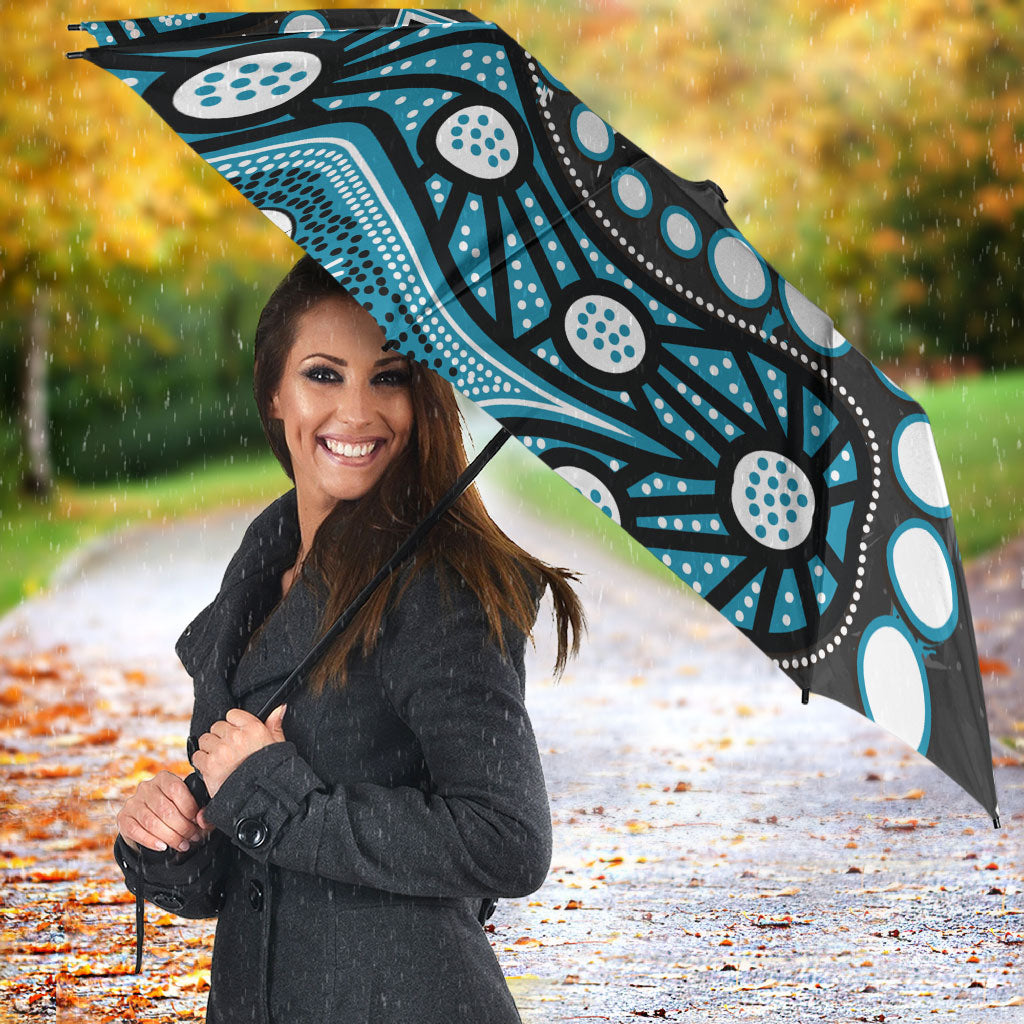 Personalized Port Adelaide Power Umbrella Aboriginal Pattern with Graffiti Style